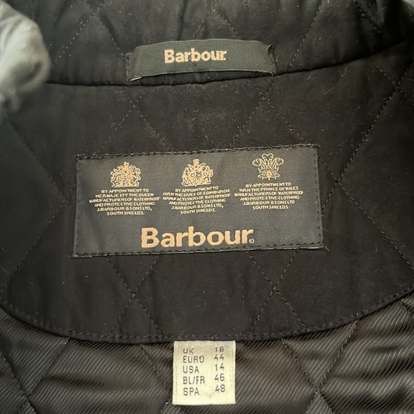 Barbour black / charcoal quilted jacket size 14 US - Picture 7 of 13
